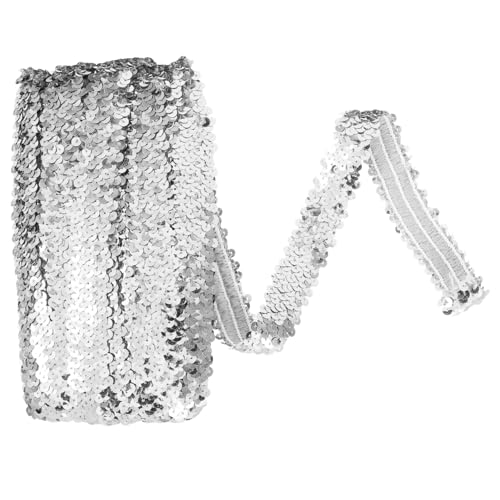 SEWACC Glitzernde Pailletten Besatzborte Elastisches Dekorationsband für DIY Kostüme für Kleidung Accessoires und Bastelprojekte Silber SEWACC Glitzernde Pailletten Besatzborte Elastisches Dekorationsband für DIY Kostüme für Kleidung Accessoires und Bastelprojekte Silber von SEWACC