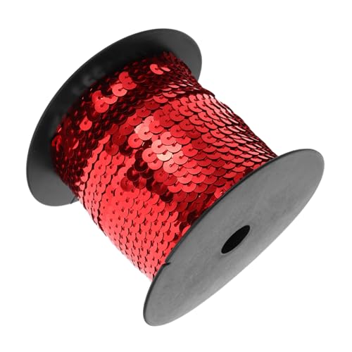 SEWACC Glitzerndes Paillettenband Elastisches Bastelband für Diy Projekte Kostümverzierungen und Stoffhandwerk Große Rote Pailletten Langlebig und Funkelnd von SEWACC