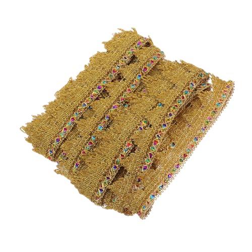SEWACC Gold Spitzenband mit Pailletten Metallic Schmuckband für DIY Handwerk Kleidung und Blumenarrangements Vielseitiges Goldbesatzband für Kostüme und Dekorationen von SEWACC