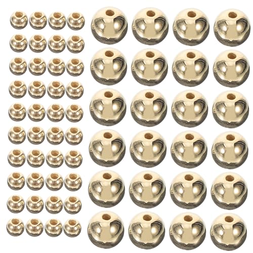 SEWACC Goldene Ccb Kunststoffperlen Rundloch Perlen Vielseitige Bastelperlen für Schmuckherstellung DIY Armbänder Halsketten Schlüsselanhänger von SEWACC
