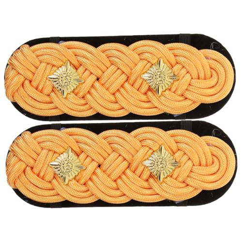 SEWACC Goldene Kleine Gewebte Schulterabzeichen Dekorative Epauletten Langlebige Uniform Schulterapplikationen Stilvolle Schulterarm Verzierung für Formelle Anlässe und Auftritte von SEWACC