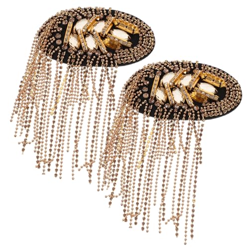 SEWACC Goldene Quasten Schulterklappen mit Strasssteinen Schulterabzeichen für Kostümanzüge Leichte Langlebige Epauletten mit Fransen Einfach Anzubringen Stilvolles Accessoire für Anzug SEWACC Goldene Quasten Schulterklappen mit Strasssteinen Schulterabzeichen für Kostümanzüge Leichte Langlebige Epauletten mit Fransen Einfach Anzubringen Stilvolles Accessoire für Anzug von SEWACC
