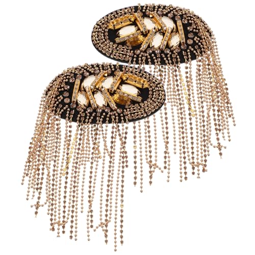 SEWACC Goldene Schulter epaulette mit Quaste und Strassverzierung Leichte Langlebige Kostüm schulterklappe mit Sicherheitsverschluss Modisches Accessoire für Anzug und Blazer von SEWACC