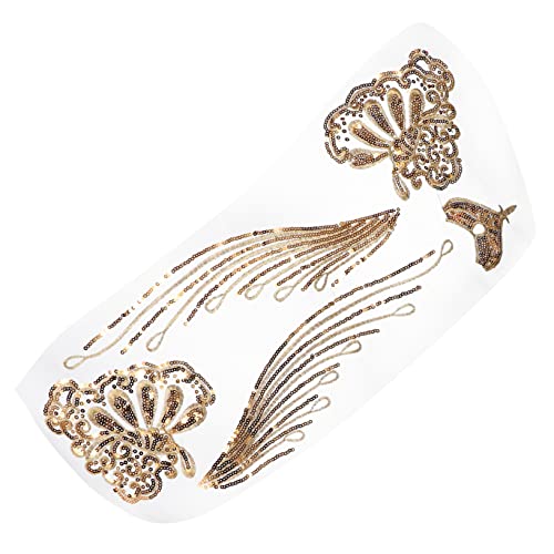 SEWACC Goldfarbener Pailletten Netzstoff Aufnäher mit Blumenmuster Bestickter DIY Flicken zum Aufnähen Vielseitig für Kleidung Schuhe Socken Umweltfreundliches Festliche SEWACC Goldfarbener Pailletten Netzstoff Aufnäher mit Blumenmuster Bestickter DIY Flicken zum Aufnähen Vielseitig für Kleidung Schuhe Socken Umweltfreundliches Festliche von SEWACC