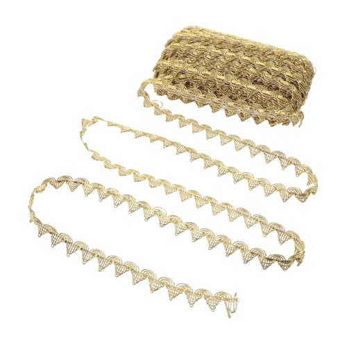 SEWACC Goldfarbenes Spitzenband Gestickter Zopfbesatz für Puppenkleider Tanzkostüme Cosplay Party Bühnenkleidung Vielseitige Dekorative Borte aus Langlebigem Polyester von SEWACC