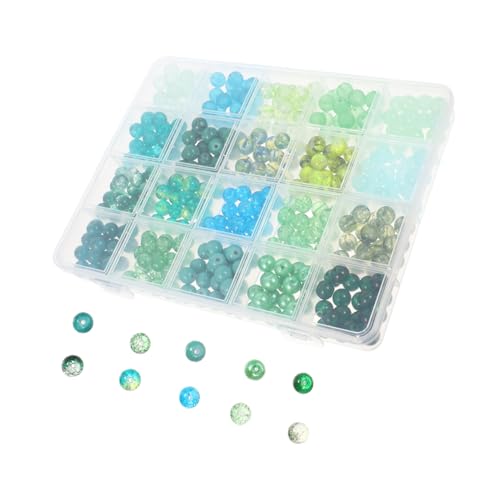 SEWACC Grüne Glasperlen mit Großem Loch Polierte Runde Perlen für DIY Schmuckherstellung Schmuckzubehör für Armbänder Halsketten Ohrringe Geordnet in Praktischer Aufbewahrungsbox von SEWACC