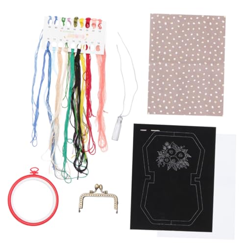 SEWACC Handarbeitswerkzeuge Stickset Einfaches Stickgarn Lustige Punch Needle Sticksets Stichstickerei Geldbörsenset Anfängerstichset Crewel How Supplies Nähset Schwarz von SEWACC