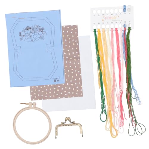 SEWACC Handgemachte Stickerei Rotes Stickgarn Stickset Schwarzes Stickgarn Nadelstanzset Nähzubehör Nähmaschinennadeln Gestempelte Stichstickmuster Blau von SEWACC