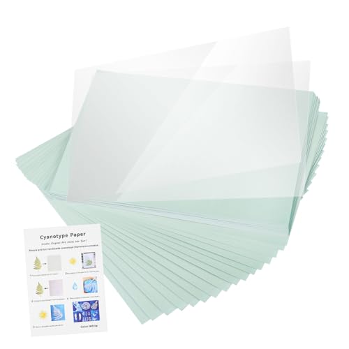 SEWACC Hochempfindliches Sonnendruckpapier Weiß mit Schutzfolien Naturfaser Papier für DIY Kunsthandwerk Cyanotypie Fotodruck Künstlerisches Bastelpapier von SEWACC