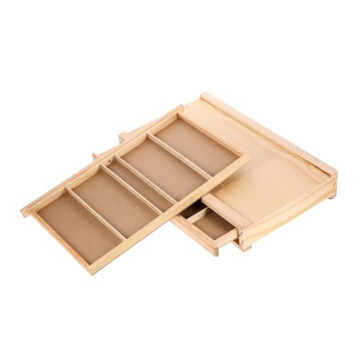 SEWACC Holz Stiftebox mit Doppelter Robuster Holz Organizer für Pinsel Stifte und Zeichenutensilien Vielseitiger Aufbewahrungsbehälter mit Schublade für Künstler und Zeichner von SEWACC