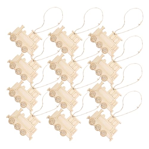 SEWACC Holzeisenbahn Lokomotiv Anhänger aus Holz Blanke Holzscheiben zum Basteln DIY Holz Zugkopf Ornamente für Kreative Handarbeiten in Beuteln von SEWACC