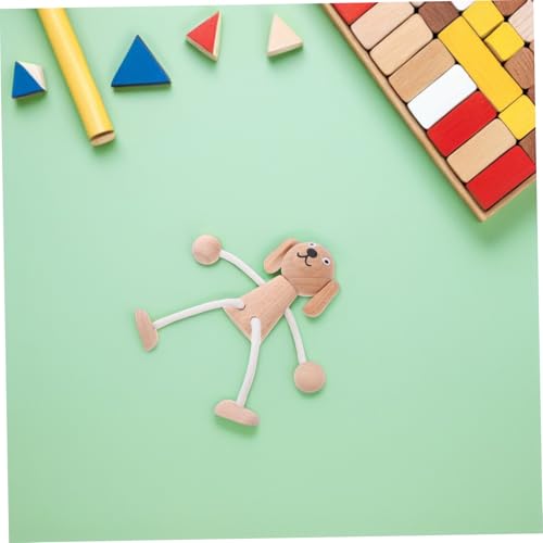 SEWACC Holzhandwerk Tierfigur Kleine Figuren Holz Cartoon Puppen Unvollendete Holzmenschen DIY Holztierhandwerk Unvollendete Holzspielzeugfiguren Tierholzhandwerk Puppe Hund Khaki von SEWACC