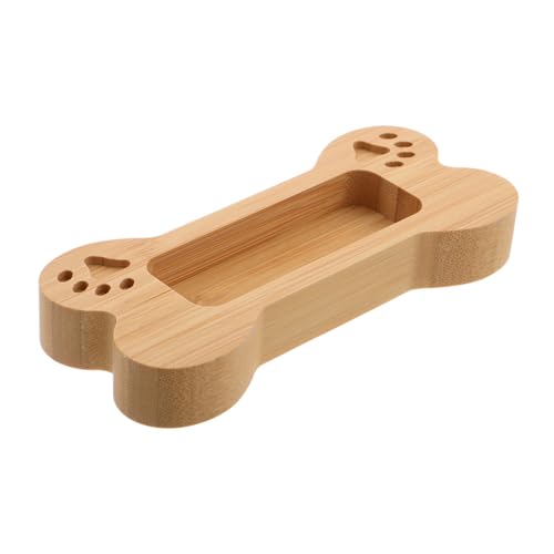 SEWACC Hundeknochen Visitenkartenhalter aus Holz Niedliches Schreibtischornament Organizer für Büro und Tisch für Visitenkarten und Kleine Persönliche Gegenstände von SEWACC