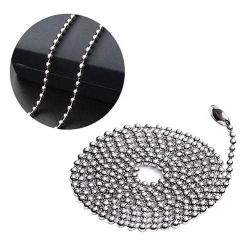 SEWACC Hundemarke Kugelkette bastelbedarf beschriftungsetiketten halsketten anahtarlık schmuckherstellung key chain lange Kugelkette Perlenkette aus Edelstahl Tag-Kugelkette Silver von SEWACC