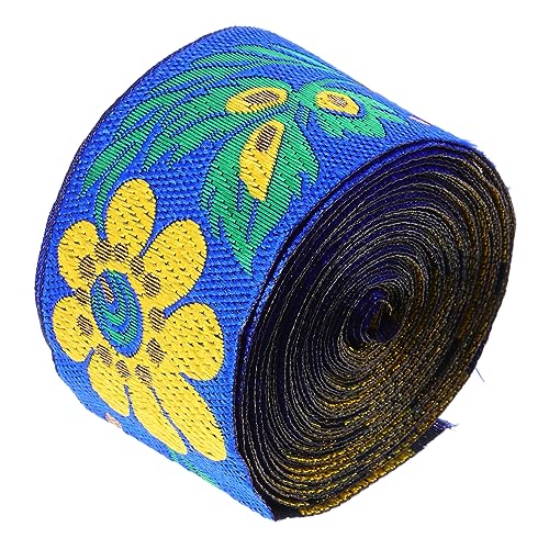 SEWACC Jacquard Webband Ethnisches Blumenmuster Besticktes Gewebtes Band für Kleidung DIY Nähen Bekleidungszubehör in Royalblau Dekoratives Stoffband für Bastelarbeiten von SEWACC