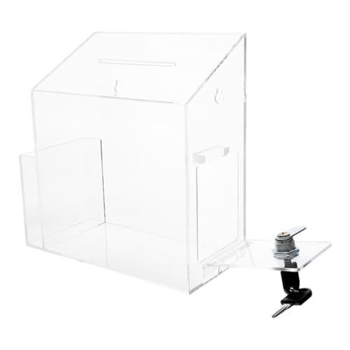 SEWACC Klarer Acryl Spendenbox mit Schloss Vielseitige Transparente Sammelbox für Büro Wohltätigkeit Abstimmung und Vorschläge Platzsparend und Langlebig von SEWACC