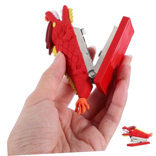 SEWACC Kompakter Mini Heftgerät im Drachen Design Niedliches Cartoon Büroaccessoire für Schreibtisch für Bücher Papiere und Dokumente Farbenfrohe Dekoration für Zuhause und Büro von SEWACC