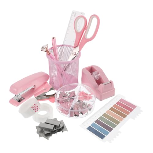 SEWACC Kompaktes Bürobedarf Set mit Kleinem Hefter Klebebandspender und Heftklammerentferner Langlebige Schreibtisch accessoires mit Elegantem Design für Frauen und Moderne Arbeitsplätze von SEWACC