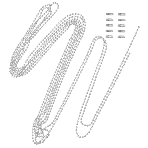 SEWACC Kugelkette Durchmesser mit Passenden Kugelkette Anschlüssen Verstellbare Perlen Zugkette für Schlüsselanhänger Hundemarken und Schmuckherstellung von SEWACC