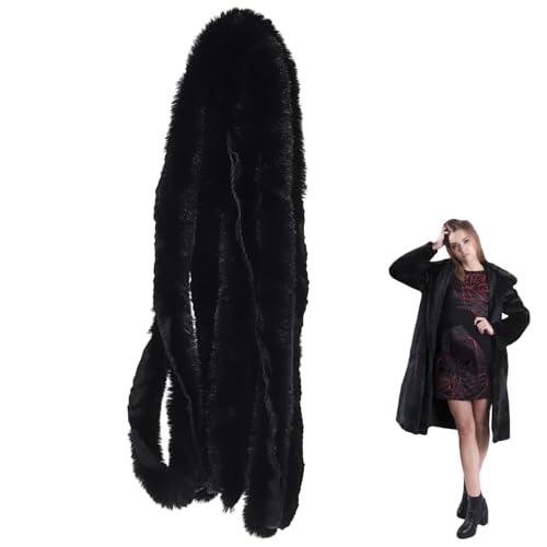 SEWACC Kunstfellband Schwarz Flauschiges Fellband Schmaler Pelziger Stoff DIY Fellbesatz für Kostüme und Bekleidung Weiches Faux Fur Fabric für Modische Akzente von SEWACC