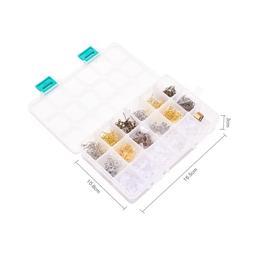 SEWACC Kupfer DIY Ohrhaken Schmuckzubehör Teilig mit Zange Ohrstecker Verschlüsse Ringe für Handgemachten Schmuck Ohrschmuck Bastelset für Damen Klare Aufbewahrungsbox von SEWACC