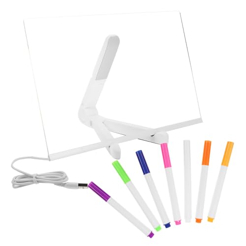 SEWACC LED Schreibtafel mit Ständer Beleuchtetes Abwischbares und Zeichenbrett für Tragbares LED Message Board für Zuhause Schule und Geschäft Inklusive Bunter Stifte von SEWACC