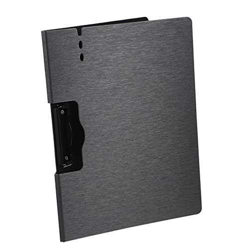 SEWACC Leichter Faltbarer Schreibbrett Ordner aus PP Material Clipboard mit Metalloptik Vielseitig als Dokumentenhalter und Schreibunterlage für Büro Schule und Meetings Dunkelgrau von SEWACC