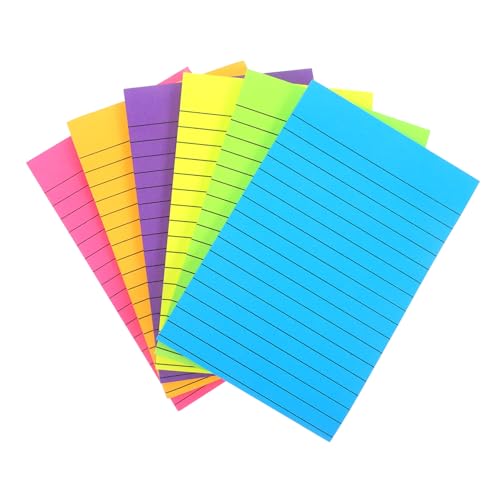 SEWACC Liniert Fluoreszierende Haftnotizen Farben Starke Klebkraft Wiederverwendbare Indexkarten für Büro Schule und Scrapbooking von SEWACC