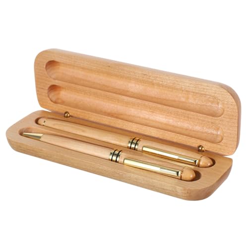 SEWACC Luxus Füllfederhalter mit Extra Feiner Feder Flüssigem Schreibfluss Graviertem Metallnib und Ahornholzgriff Inklusive Tintenpatronen Edles Geschenkset für Büro Schule und Business von SEWACC