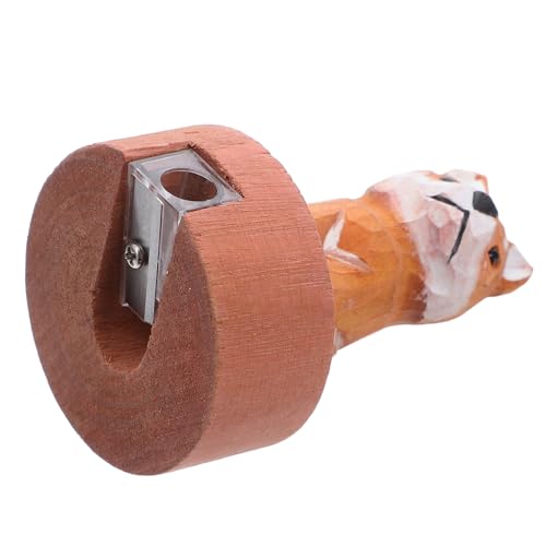 SEWACC Manueller Holz-anspitzer Shiba Inu Design Klein und Robust Tragbarer Bleistiftspitzer für Schule und Klassenzimmer Niedliches Tier-motiv Handliches Zubehör für Schreibtisch von SEWACC