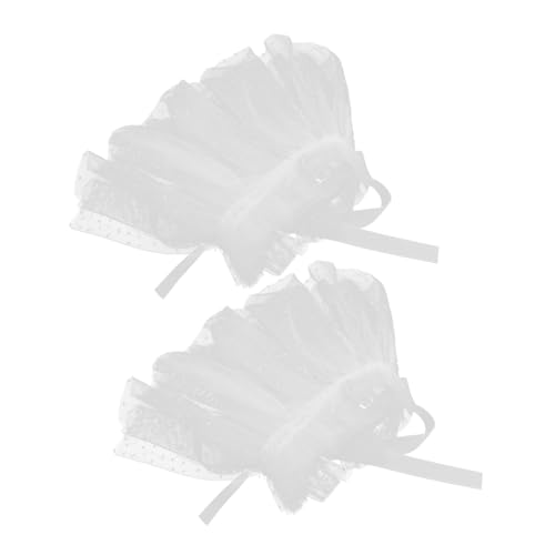 SEWACC Mesh Hochzeit Ärmel Manschetten Perlenbesatz Weiß Abnehmbare Netz Stulpen Damen Armschmuck Vielseitig für Braut Tanz und Party von SEWACC