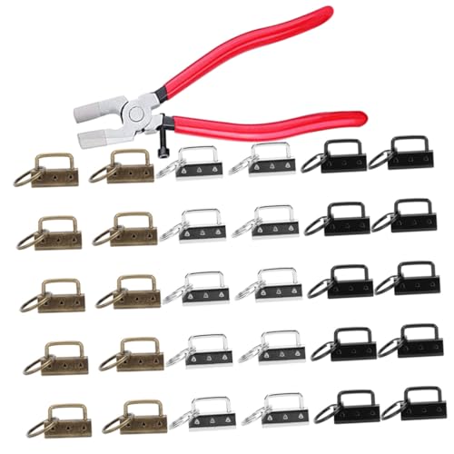 SEWACC Metall Schlüsselanhänger Endclips Teilig mit Zange DIY Schlüsselband Verschluss für Armbänder Taschen Webbing und Lanyard Bastelzubehör in Farben von SEWACC