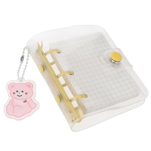 SEWACC Mini Ring Binder Cover mit Knopfverschluss Transparentes PVC Material Kariertes Loseblatt Notizbuch Innenpapier Mini Notizblock für DIY und Scrapbooking Gelbe Hülle mit SEWACC Mini Ring Binder Cover mit Knopfverschluss Transparentes PVC Material Kariertes Loseblatt Notizbuch Innenpapier Mini Notizblock für DIY und Scrapbooking Gelbe Hülle mit von SEWACC