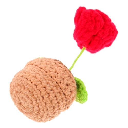 SEWACC Miniatur Häkelblumen Ornament Handgefertigtes DIY Kleines Kunstblumen Realistische Rote Rosen Dekoratives Häkelblumenarrangement für Büro Schreibtisch und Zuhause von SEWACC