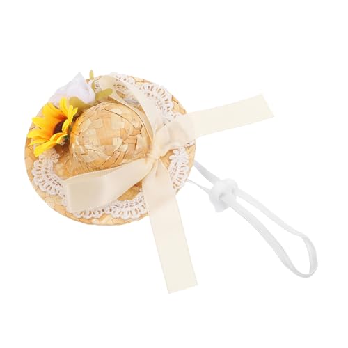SEWACC Miniatur Puppenhut mit Schleife und Kunstblume Dekoratives Doll Accessoire Innendurchmesser Sommerlicher Boho Stil für Puppenkleidung und DIY Bastelprojekte von SEWACC
