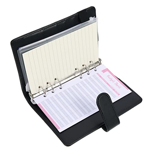 SEWACC Mobiles Budgetplaner Flexibles Ringbuch Notizbuch für Geldverwaltung Vielseitiger Cash Organizer für Quittungen Karten und Finanzplanung Zuhause und Unterwegs Schwarz von SEWACC