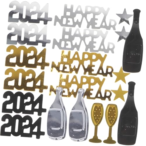 SEWACC Neujahrs Konfetti Tischdeko Schwarz Gold Silber Partystreudeko mit Sternen Sektgläsern Flaschen Festliche Dekoration für Silvester Neujahrsfeier Zuhause und Veranstaltungen SEWACC Neujahrs Konfetti Tischdeko Schwarz Gold Silber Partystreudeko mit Sternen Sektgläsern Flaschen Festliche Dekoration für Silvester Neujahrsfeier Zuhause und Veranstaltungen von SEWACC