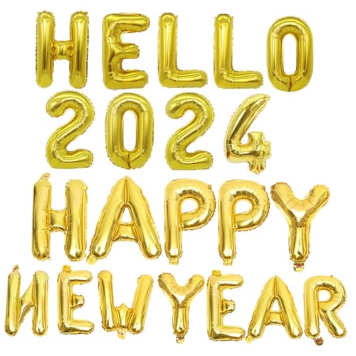 SEWACC Neujahrsballons Set Aluminiumfolie Partydeko Gold Happy Year Zahlenballons für Silvester Feier Foto Requisiten Jungen Mädchen von SEWACC