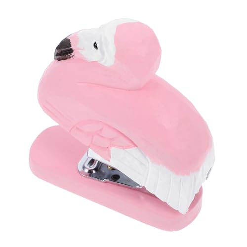 SEWACC Niedlicher Tragbarer Mini Hefter für Schreibtisch Kreative Flamingo Figurine für Büro und Zuhause Lustiges Accessoire für Erwachsene von SEWACC