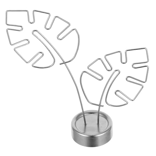 SEWACC Notizordner Desktop-memohalter Bild Steht Tischkarten Für Die Tischdekoration Halter Für Büronotizen Fotoständer in Blattform Bildhalterständer Memo-clip Silver Rostfreier Stahl von SEWACC