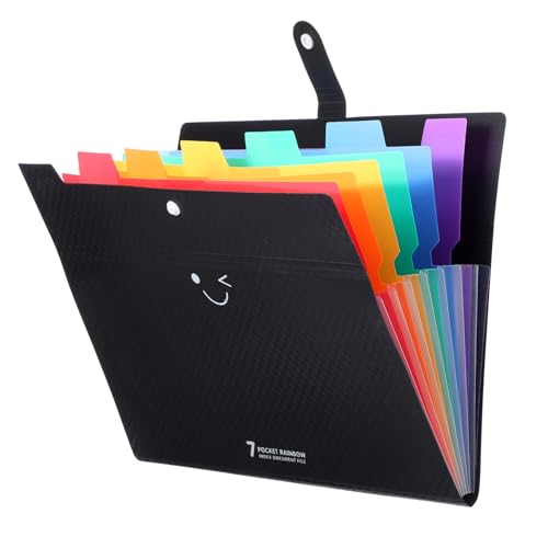 SEWACC PP Fächermappe mit Fächern Robuster Dokumentenordner aus Großer Organizer für Belege und Akten Schwarzer Erweiterbarer File Folder für Büro und Zuhause Tragbar mit Praktischer von SEWACC