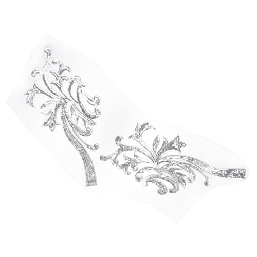 SEWACC Pailletten Stickerei Blumen Aufnäher Silber DIY Kleidung Zubehör Langlebig zum Aufnähen und Verzieren von Taschen Kostümen und Textilien von SEWACC