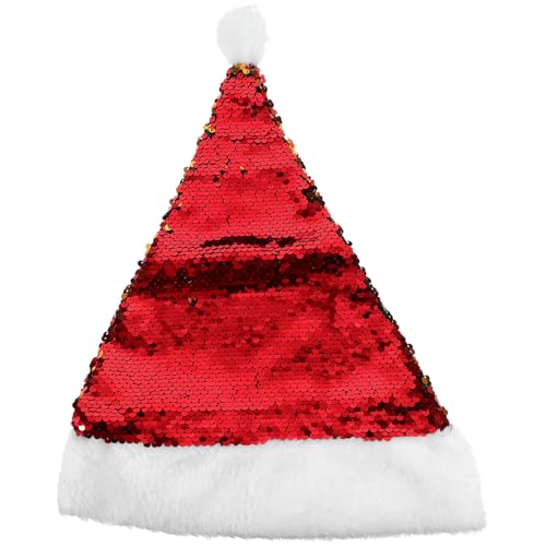 SEWACC Pailletten-weihnachtsmannmütze, Weihnachtsparty-kappe, Pailletten-kopfschmuck, Festival-dekorationen (rot) von SEWACC