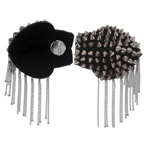 SEWACC Punk Schulterklappen mit Nieten und Quasten Metall kette Epauletten für Damen und Herren Langlebiges Design Robustes Material für Kostüme und Modische Outfits von SEWACC