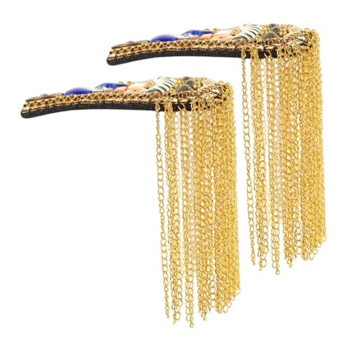 SEWACC Retro Schulterepauletten mit Abnehmbaren Quasten Metallkette und Perlenverzierung Vintage Schulterdekoration für Kleider Anzüge und Kostüme Britischer Stil für Festliche Events von SEWACC