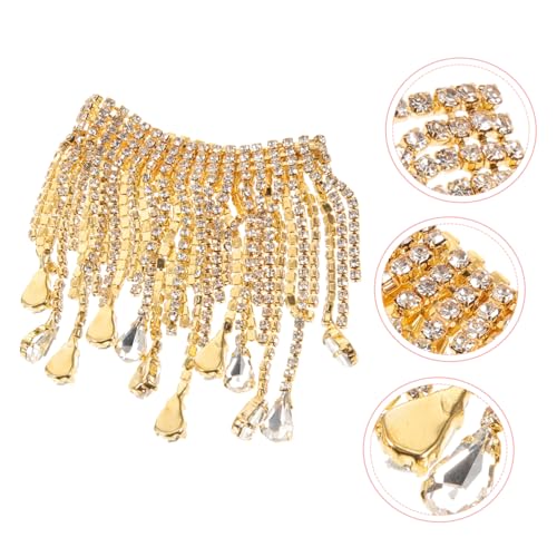 SEWACC Rhinestone Fransenborte Strass Kette Metall DIY Kettenborte für Kleidung Jacke Damen Shirt Applikation zum Annähen Modische Verzierung von SEWACC