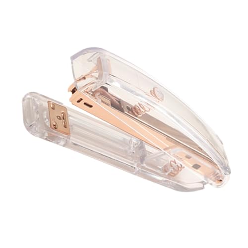 SEWACC Rosa Gold Bürohefter Tragbarer Heftgerät Transparentes Design Robust Für Schule Büro Zuhause Schnelles Heften Mit Stil von SEWACC