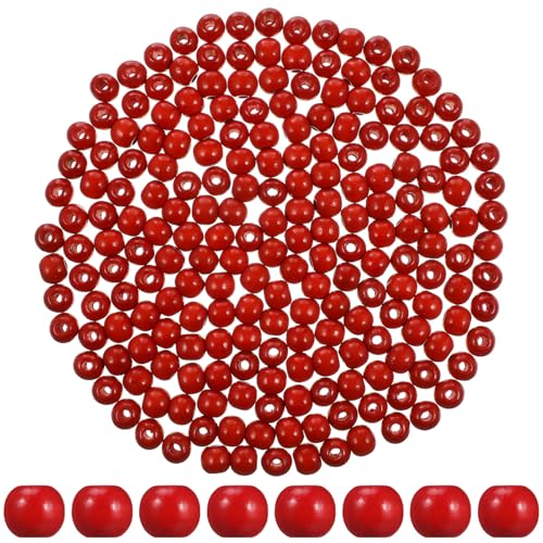 SEWACC Rote Holzperlen mit großem Loch, Makramee-Perlen, lose Abstandshalter, für Bastelarbeiten, Schmuckherstellung, 12 mm, 200 Stück von SEWACC