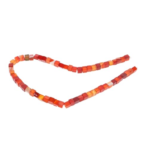 SEWACC Roter Edelstein Würfel Perlen quadratische Spacer Beads für Schmuckherstellung Stabile Struktur Rutschfest Warme Farbtöne DIY Armband Halskette Zubehör von SEWACC