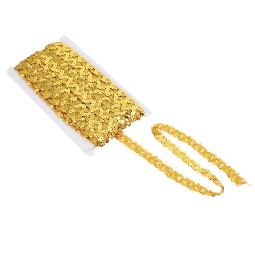 SEWACC S Förmiges Paillettenband Rolle Dekoratives Verschleißfestes Atmungsaktives Zierband für Kleidung Heimdeko Diy Accessoires Flexibel Zuschneidbar Tiefgoldfarben von SEWACC